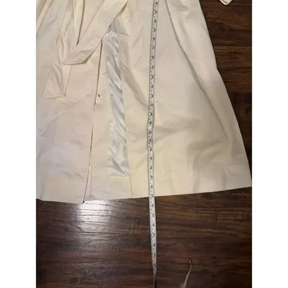MNG Mango Trench Belted coat Womens Ivory Double Breasted Classic Sz:L - Picture 8 of 9